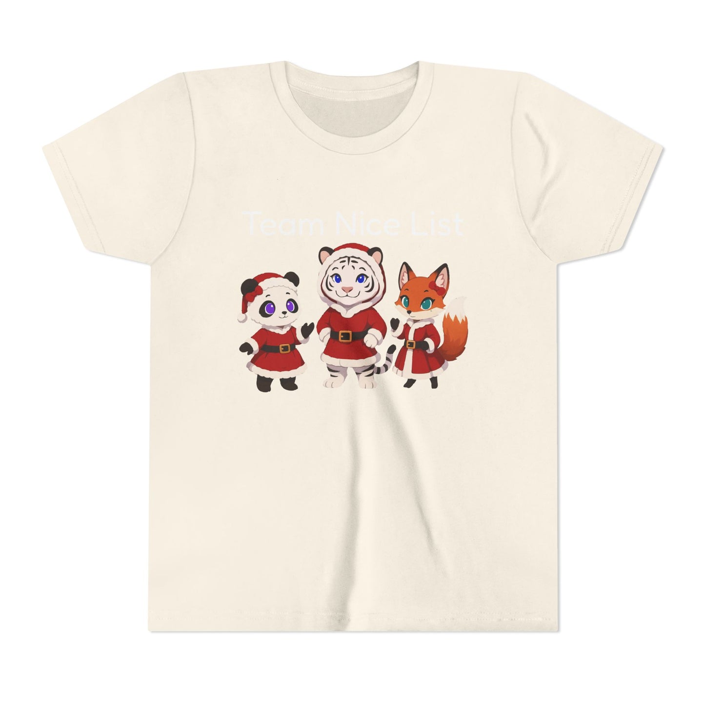 Youth Tee - Cute Christmas Animal Trio (Panda, Tiger, Fox) Holiday Kids T-Shirt