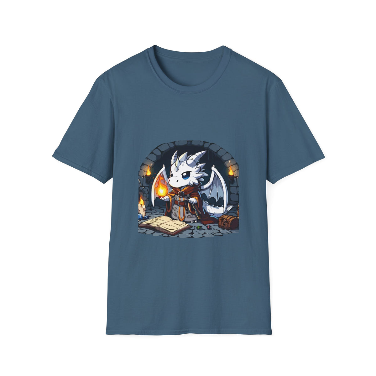 Fantasy Dragon Wizard Unisex Softstyle T-Shirt - Perfect for Gamers and Fantasy Lovers