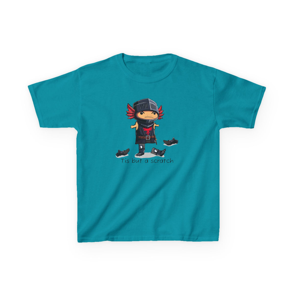 Axolotl Kids Heavy Cotton™ Tee with Quirky Character Design, black knight