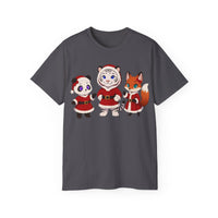 Cute Christmas Animals Tee — Santa Panda, Tiger & Fox Holiday T-Shirt