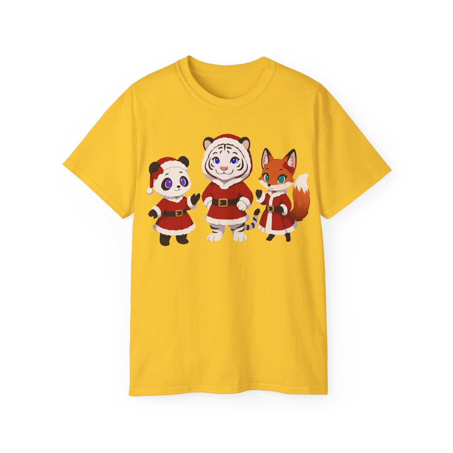Cute Christmas Animals Tee — Santa Panda, Tiger & Fox Holiday T-Shirt