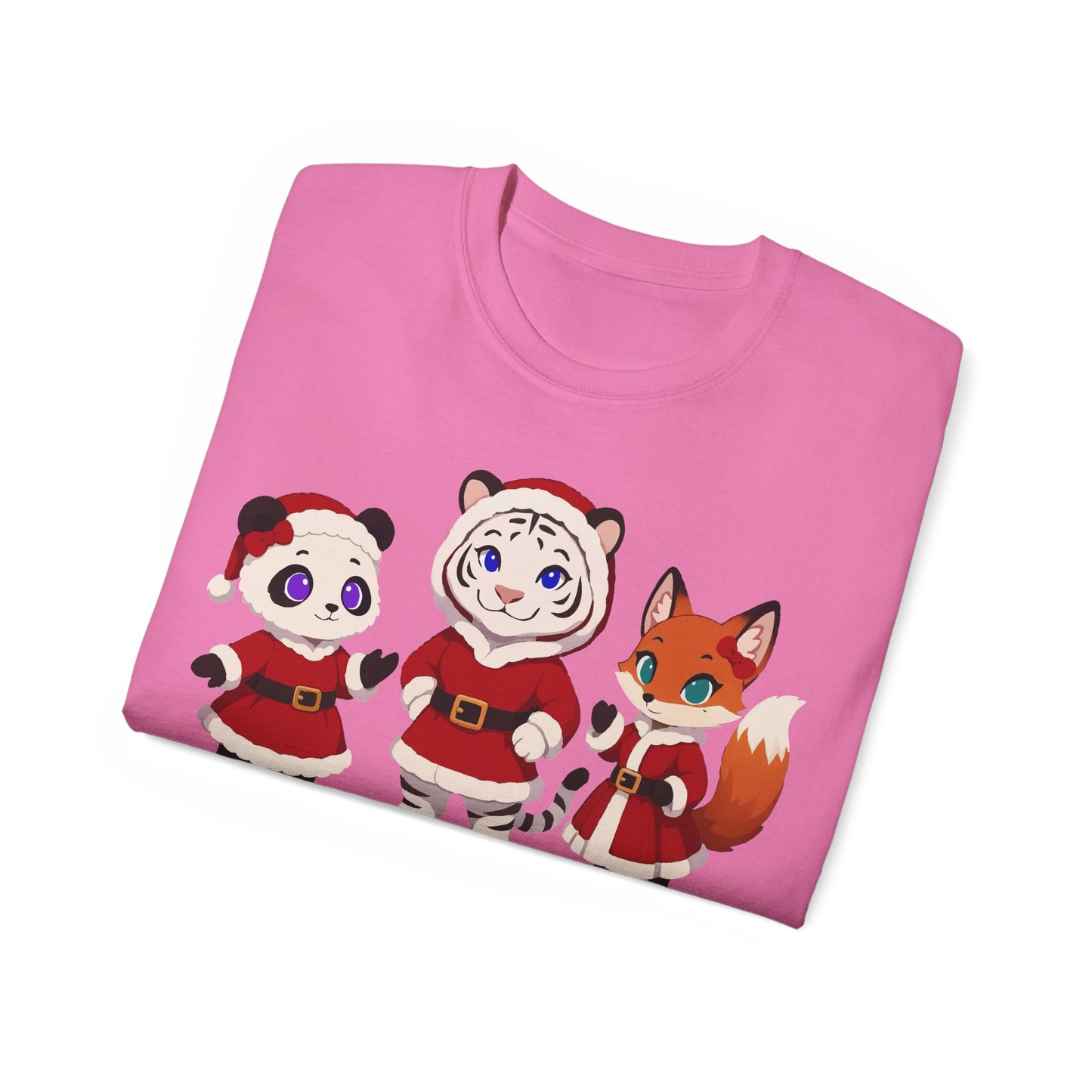 Cute Christmas Animals Tee — Santa Panda, Tiger & Fox Holiday T-Shirt