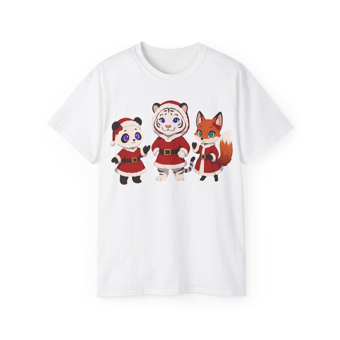 Cute Christmas Animals Tee — Santa Panda, Tiger & Fox Holiday T-Shirt