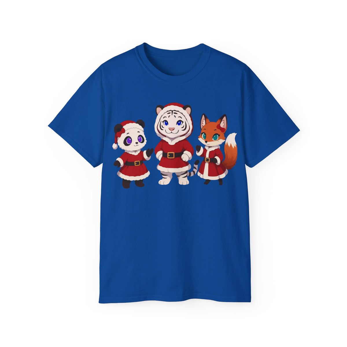 Cute Christmas Animals Tee — Santa Panda, Tiger & Fox Holiday T-Shirt