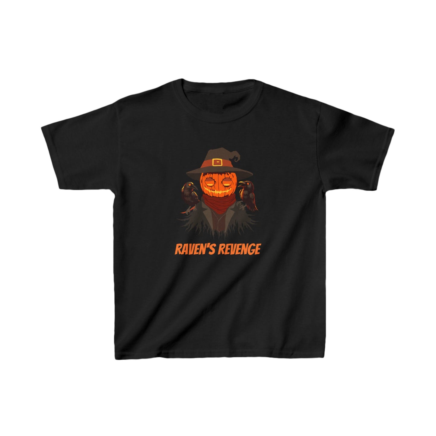 Spooky Cute: Jack-o'-lantern and Crow T-Shirt for Kids