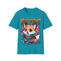 Metal Fox Christmas T-Shirt – 'Wreck the Halls' Holiday Graphic Tee