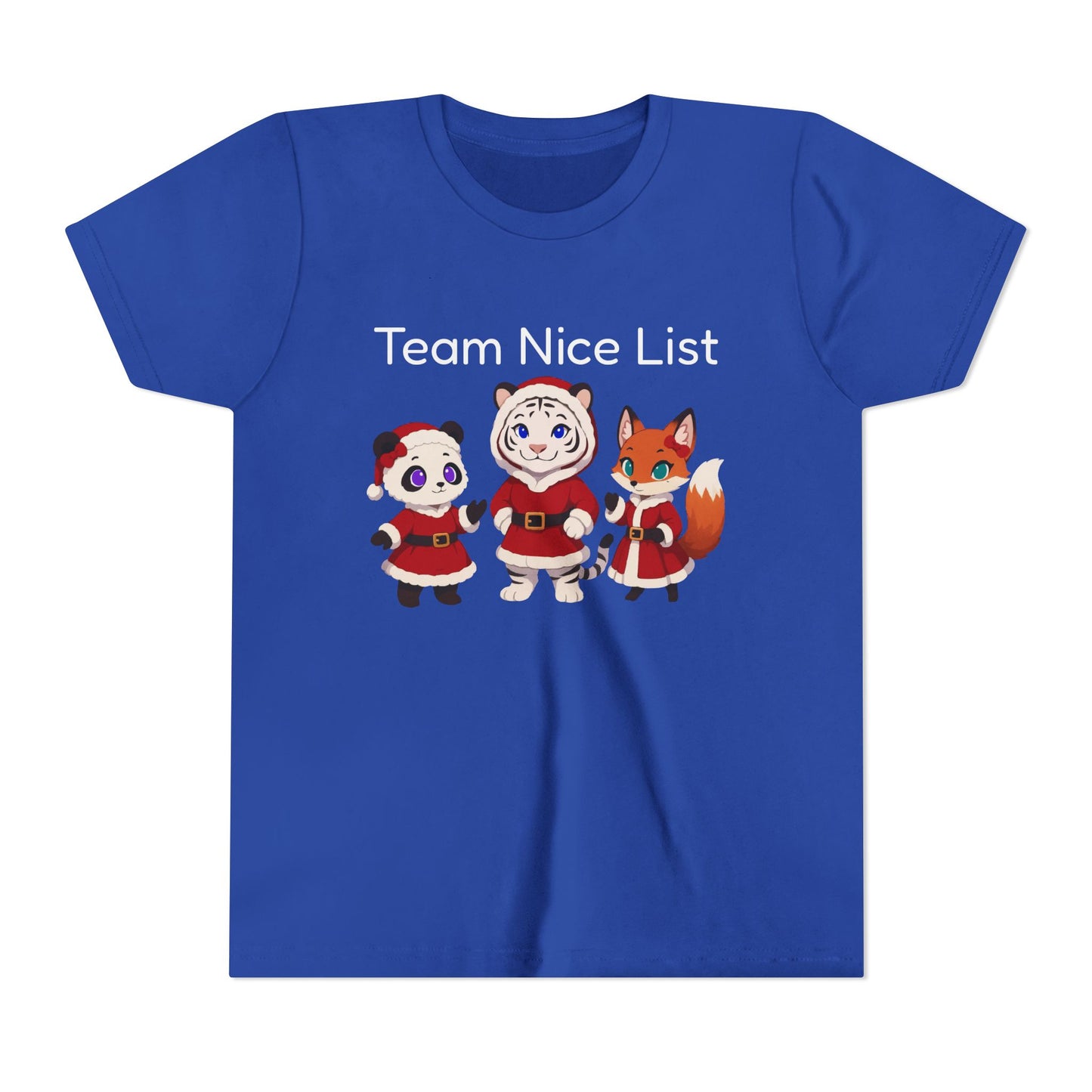 Youth Tee - Cute Christmas Animal Trio (Panda, Tiger, Fox) Holiday Kids T-Shirt