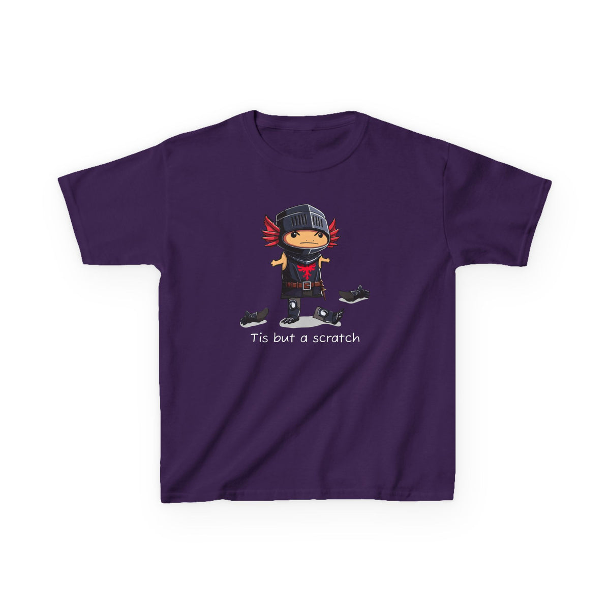 Axolotl Kids Heavy Cotton™ Tee with Quirky Character Design, black knight