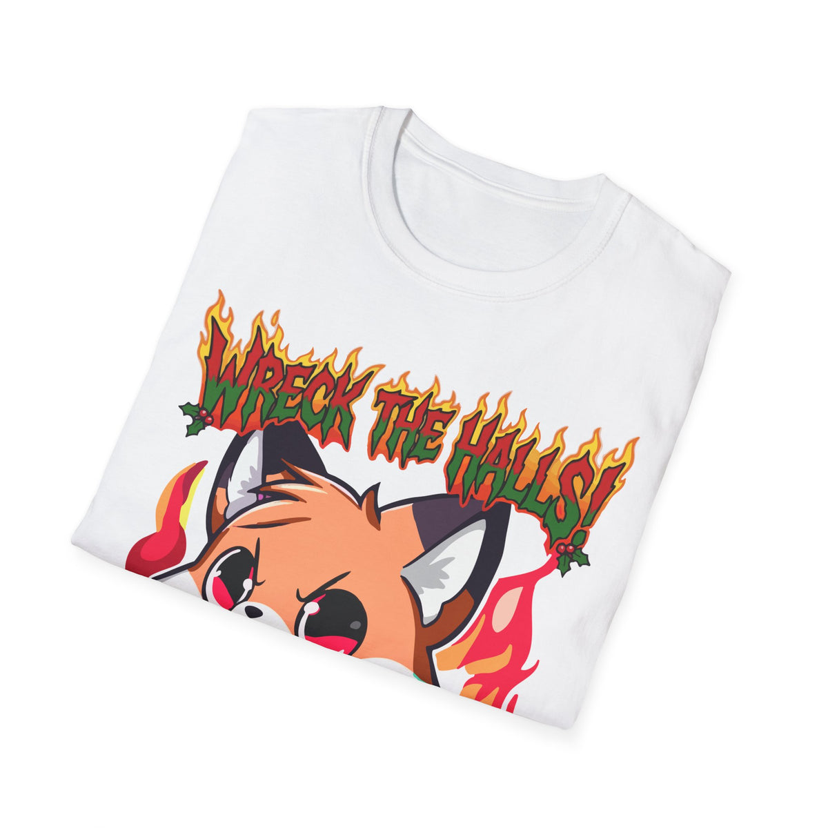 Metal Fox Christmas T-Shirt – 'Wreck the Halls' Holiday Graphic Tee