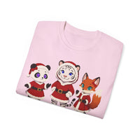 Cute Christmas Animals Tee — Santa Panda, Tiger & Fox Holiday T-Shirt