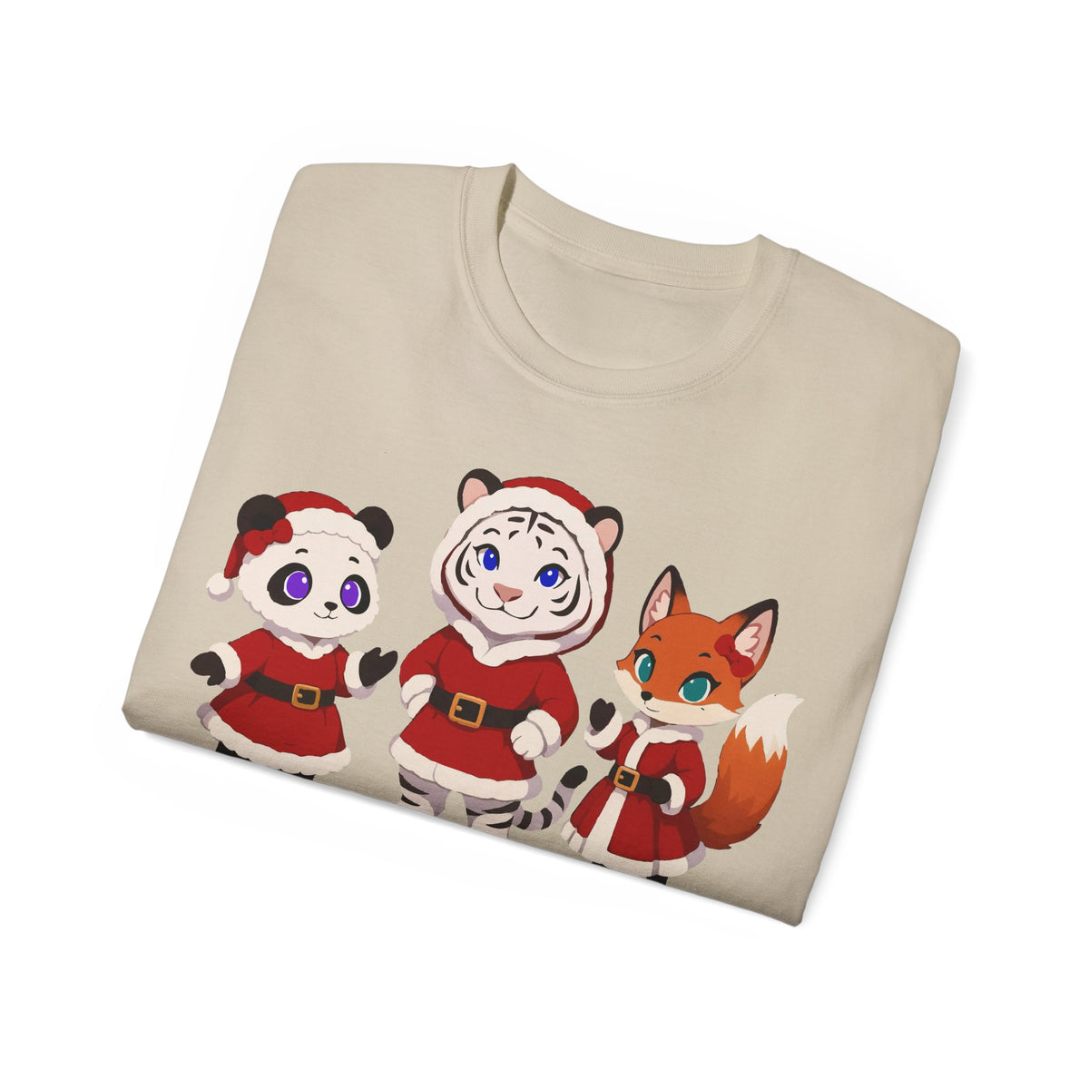 Cute Christmas Animals Tee — Santa Panda, Tiger & Fox Holiday T-Shirt