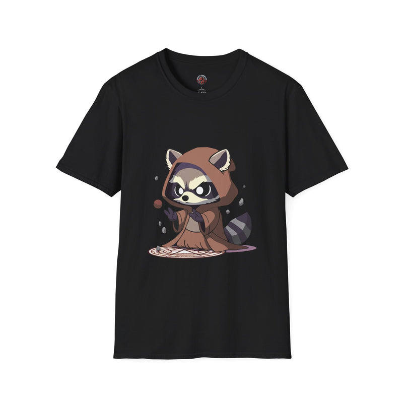 Cute Raccoon Space Wizard Unisex Softstyle T-Shirt - Perfect for Animal and Star Wars Fans