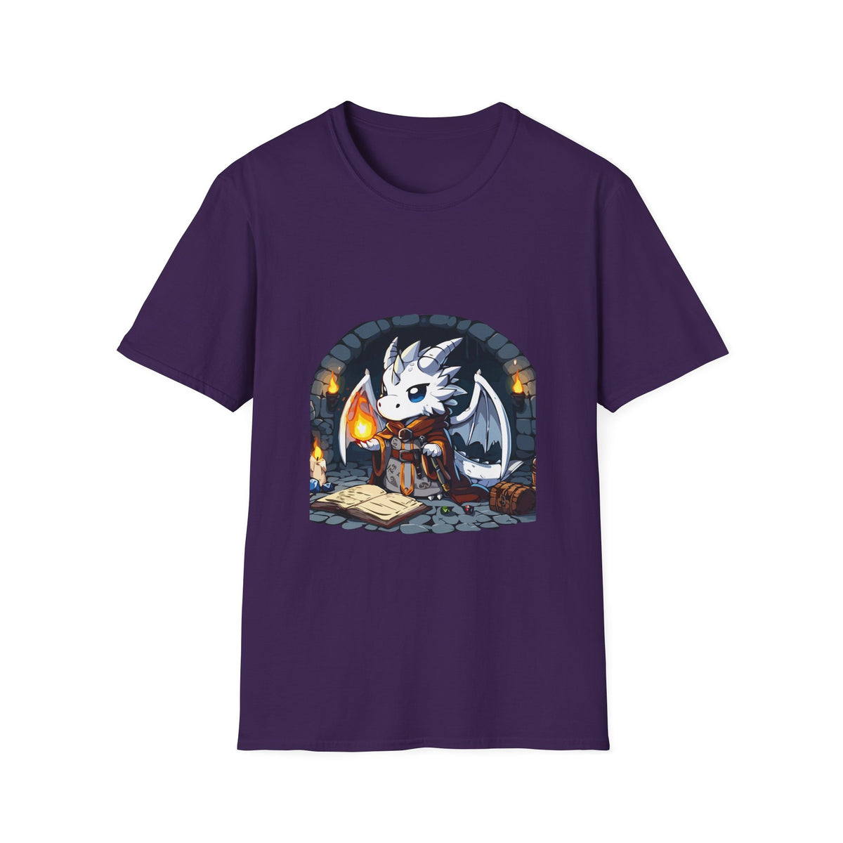 Fantasy Dragon Wizard Unisex Softstyle T-Shirt - Perfect for Gamers and Fantasy Lovers