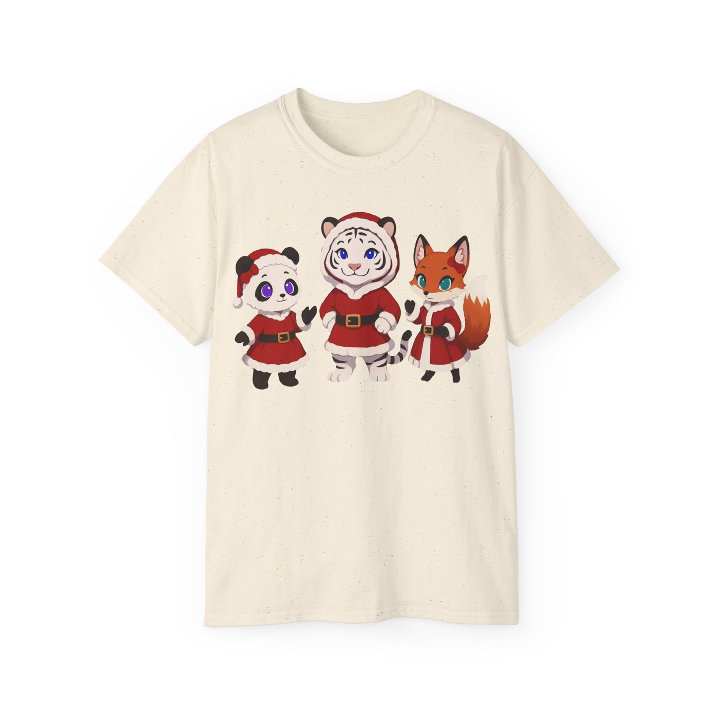 Cute Christmas Animals Tee — Santa Panda, Tiger & Fox Holiday T-Shirt