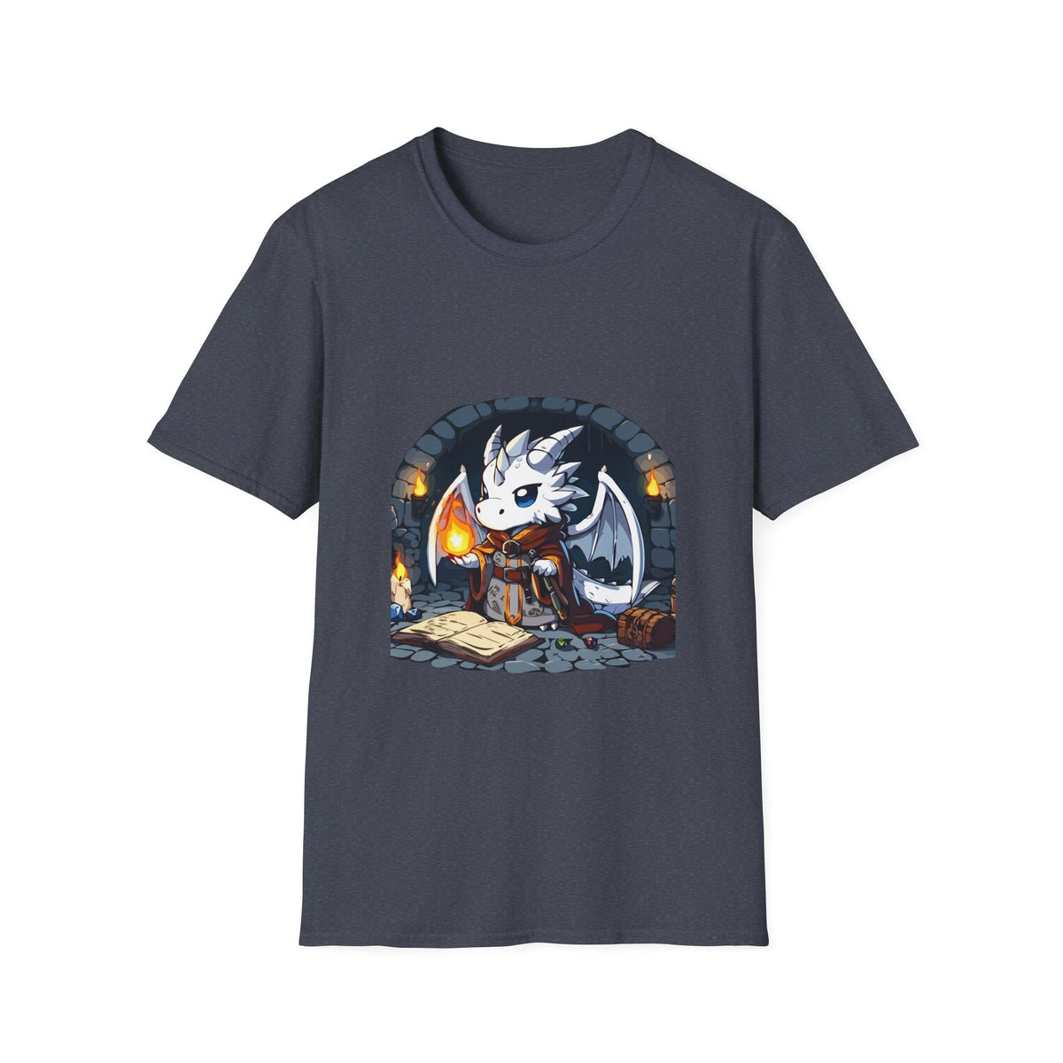 Fantasy Dragon Wizard Unisex Softstyle T-Shirt - Perfect for Gamers and Fantasy Lovers