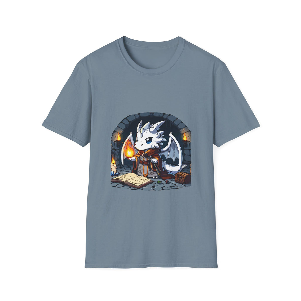 Fantasy Dragon Wizard Unisex Softstyle T-Shirt - Perfect for Gamers and Fantasy Lovers