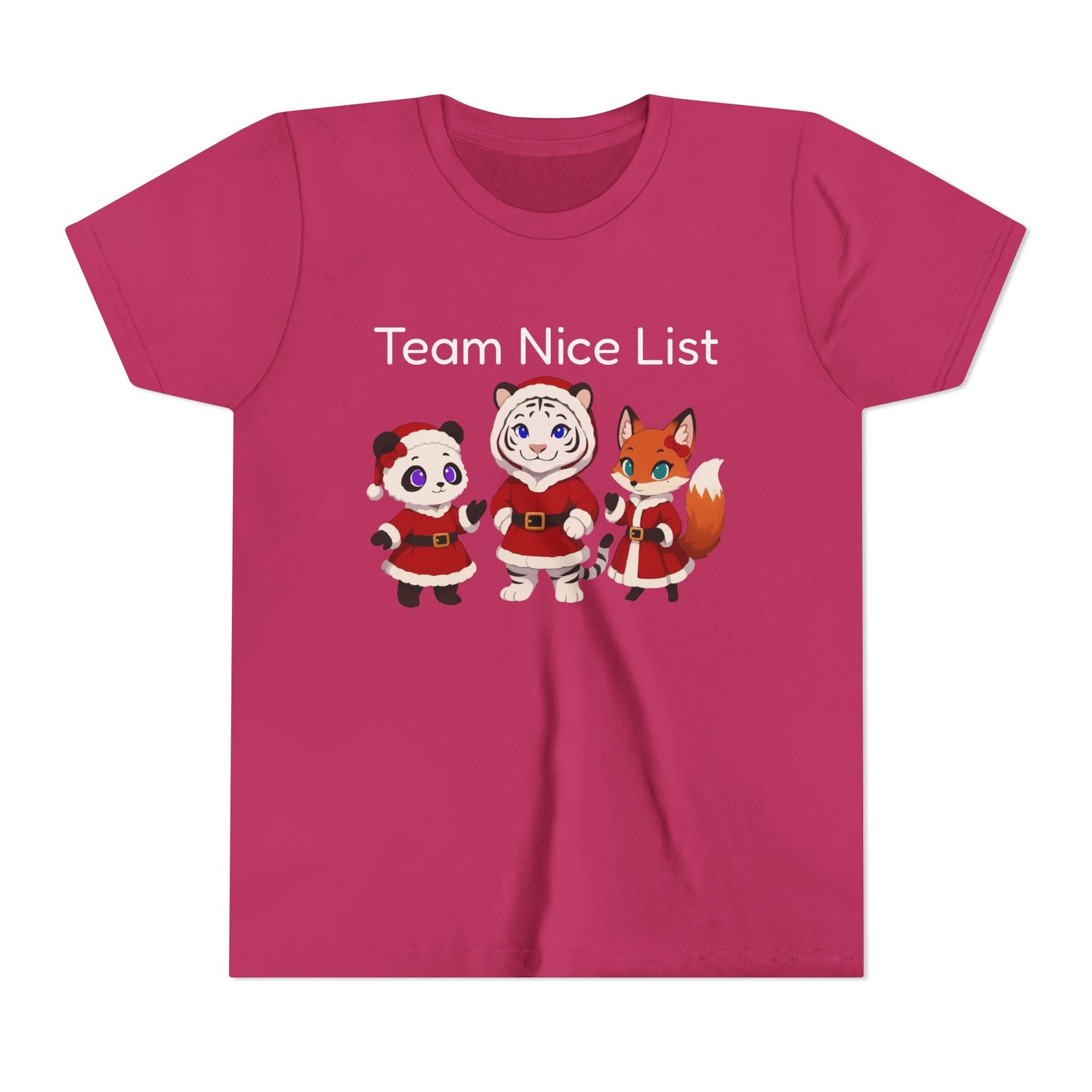 Youth Tee - Cute Christmas Animal Trio (Panda, Tiger, Fox) Holiday Kids T-Shirt
