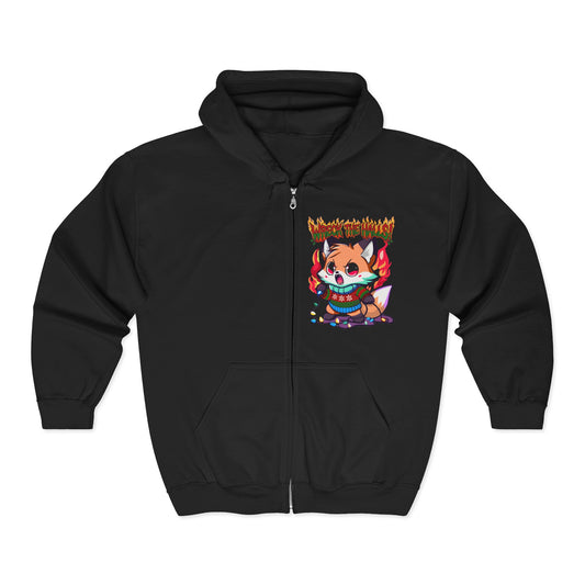 Creepy Cute Corgi Zip Hoodie — "Trick or Treat" Horror Pet Graphic