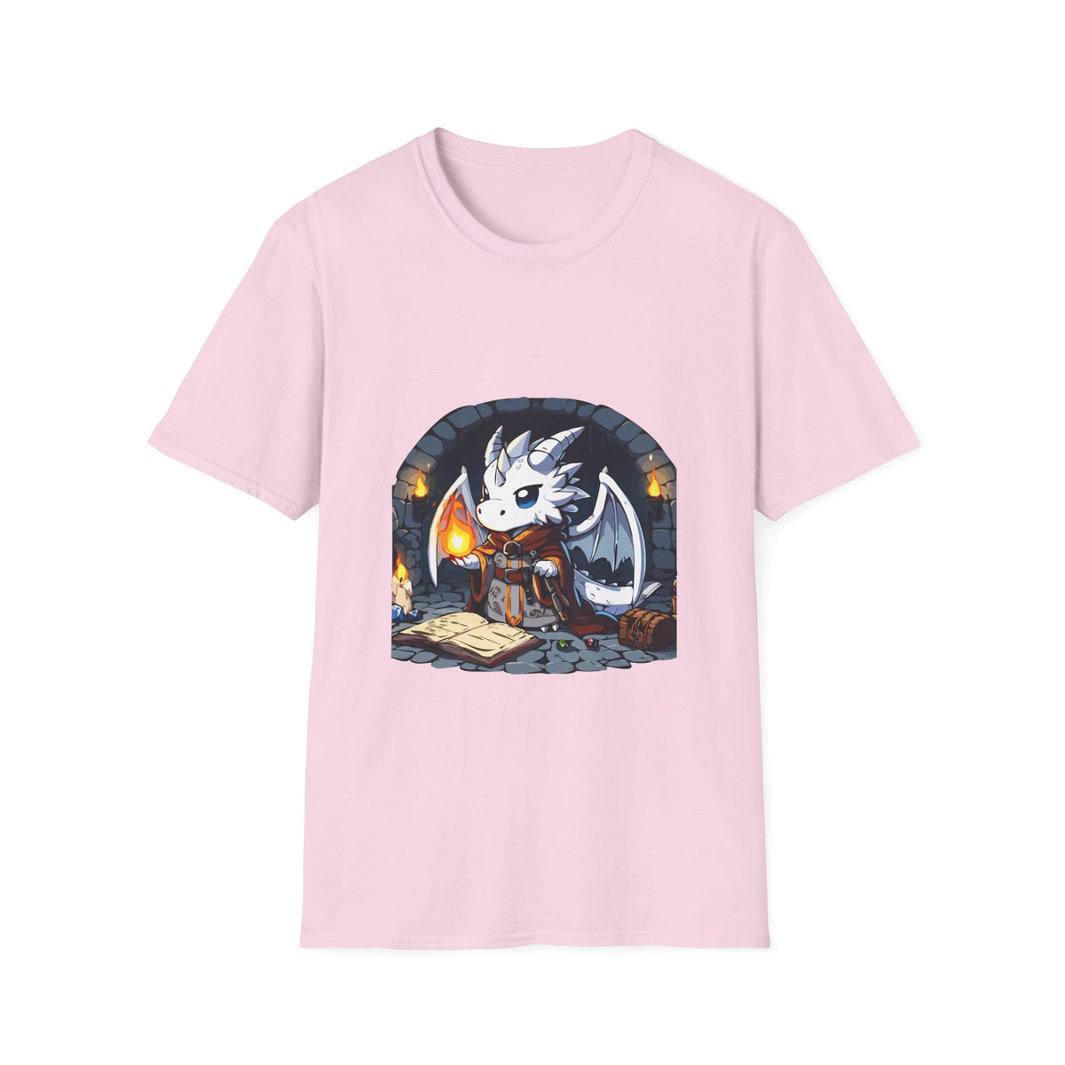 Fantasy Dragon Wizard Unisex Softstyle T-Shirt - Perfect for Gamers and Fantasy Lovers