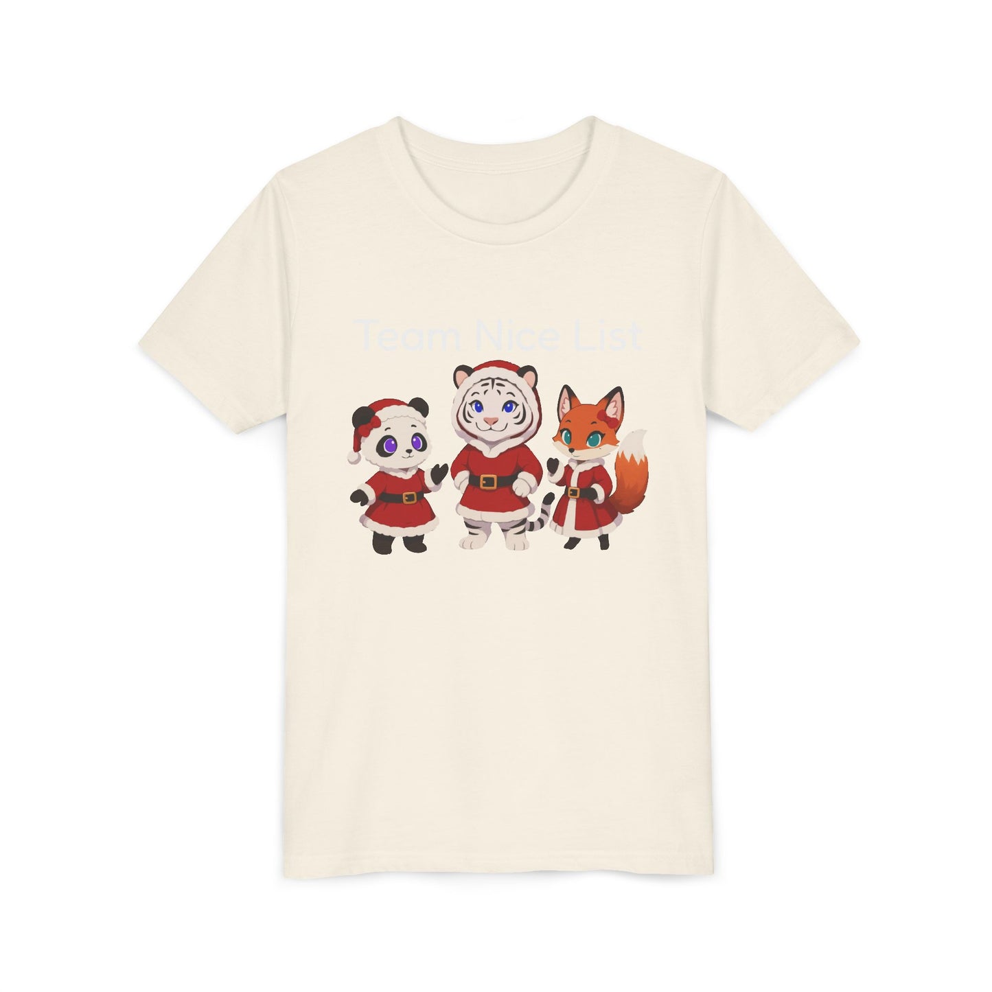Youth Tee - Cute Christmas Animal Trio (Panda, Tiger, Fox) Holiday Kids T-Shirt