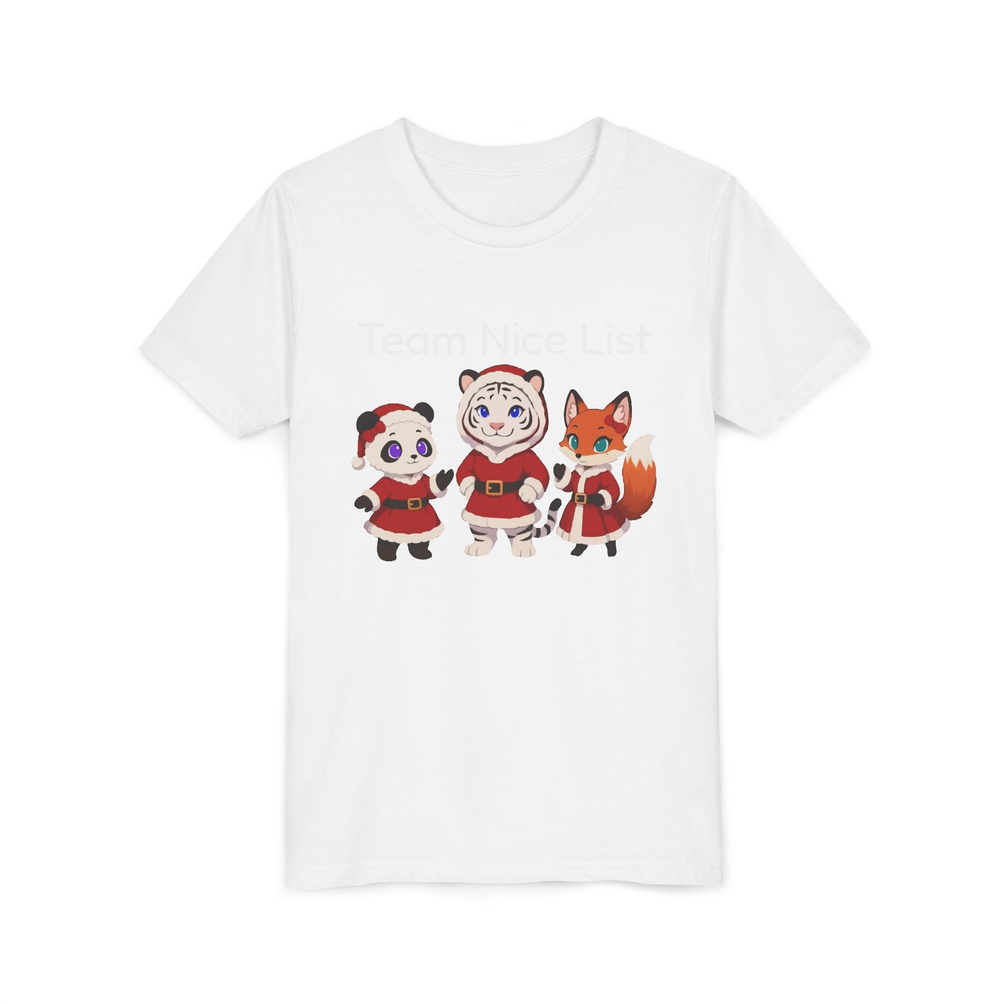 Youth Tee - Cute Christmas Animal Trio (Panda, Tiger, Fox) Holiday Kids T-Shirt