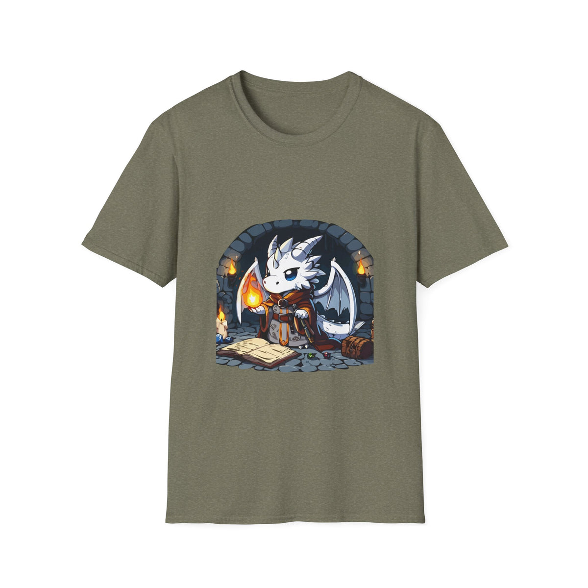 Fantasy Dragon Wizard Unisex Softstyle T-Shirt - Perfect for Gamers and Fantasy Lovers