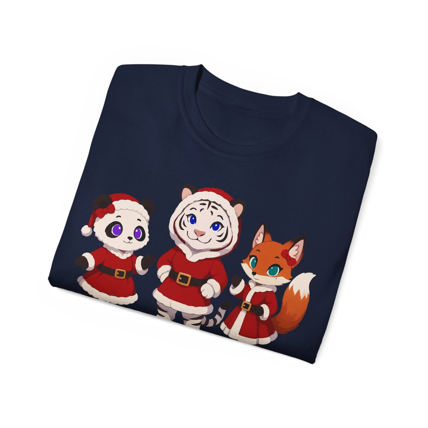 Cute Christmas Animals Tee — Santa Panda, Tiger & Fox Holiday T-Shirt