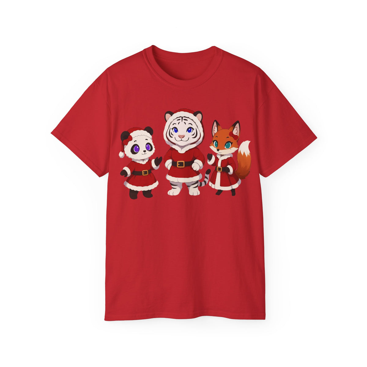 Cute Christmas Animals Tee — Santa Panda, Tiger & Fox Holiday T-Shirt