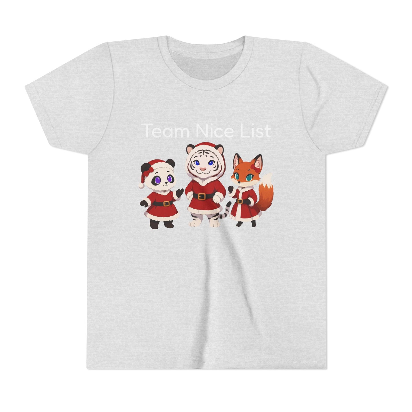 Youth Tee - Cute Christmas Animal Trio (Panda, Tiger, Fox) Holiday Kids T-Shirt