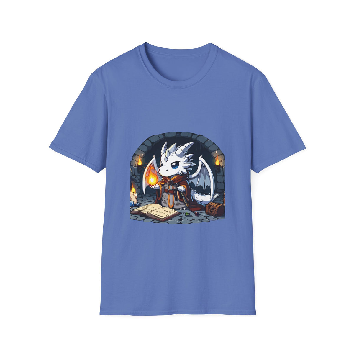 Fantasy Dragon Wizard Unisex Softstyle T-Shirt - Perfect for Gamers and Fantasy Lovers