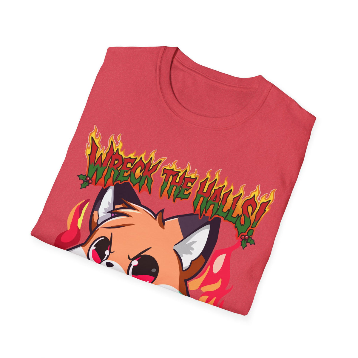 Metal Fox Christmas T-Shirt – 'Wreck the Halls' Holiday Graphic Tee
