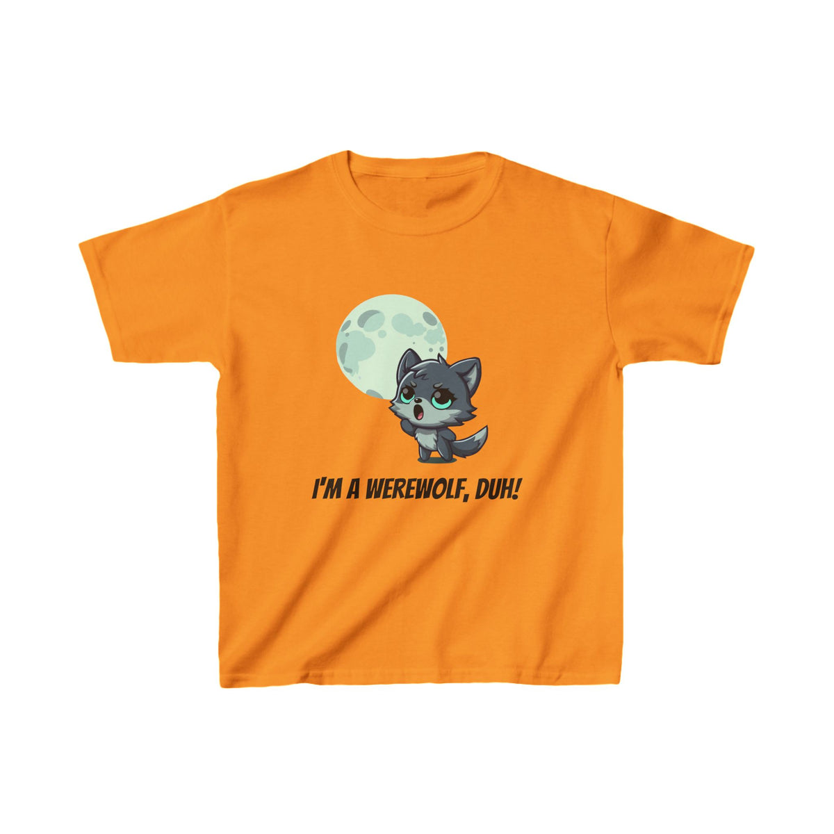 Howling Cute Werewolf Kids Shirt - "I'm a Werewolf, Duh!"